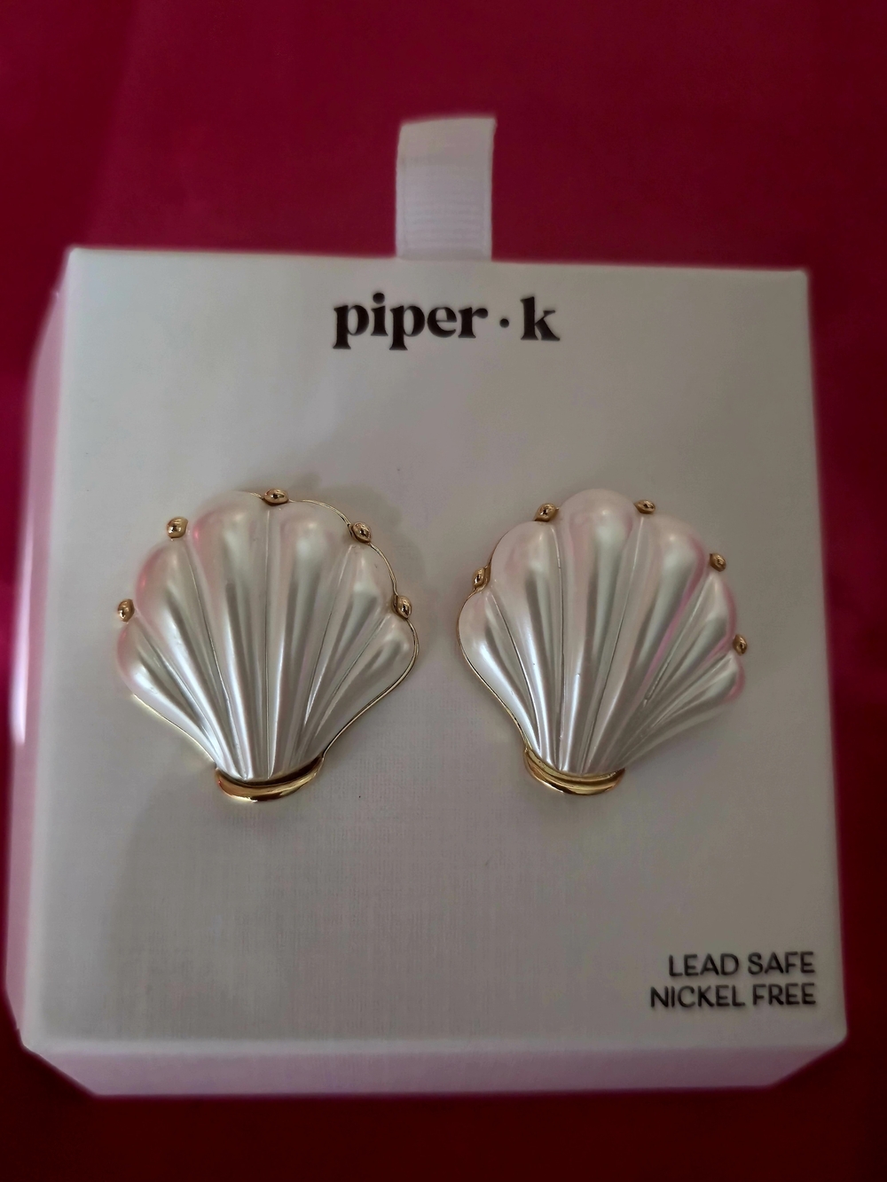 Piper Pearl Shell Statement Earrings - White and Gold